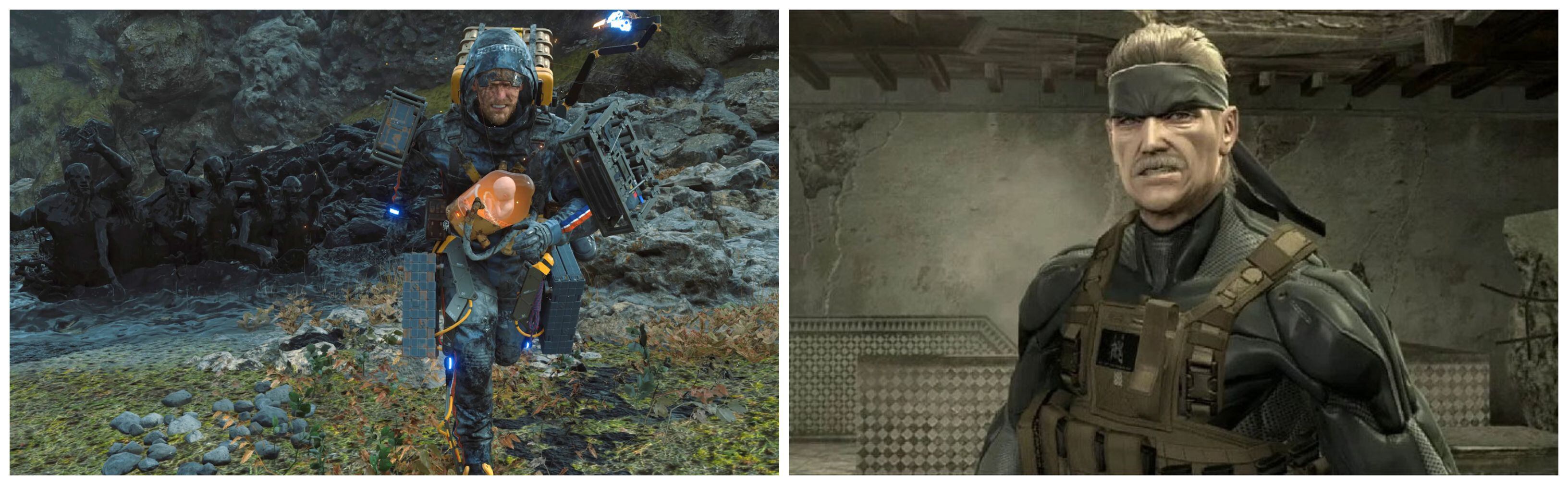 Imágenes de 'Death Stranding' y 'Metal Gear Solid 4'.