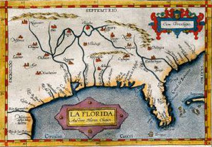 Mapa de Florida de 1570 perteneciente al ‘Theatrum Orbis Terrarum’, considerado el primer atlas moderno.