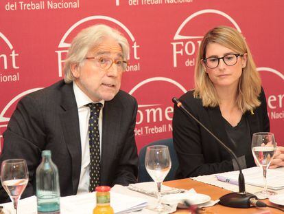 Josep Sánchez Llibre, presidente de Foment, y Elsa Artadi, en una imagen de archivo.