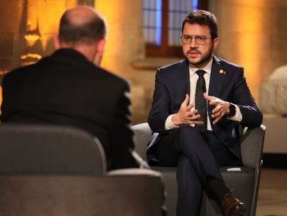 El presidente de la Generalitat, Pere Aragonès, durante una entrevista con TV3.