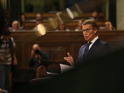 Feijóo interviene en la primera jornada del debate de investidura como presidente del Gobierno.