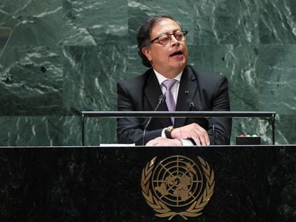 Gustavo Petro durante la 78 Asamblea General de la ONU, en Nueva York, este martes.