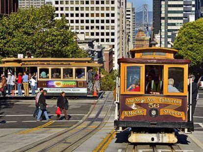 Los famosos &#039;cable cars&#039; de San Francisco. 