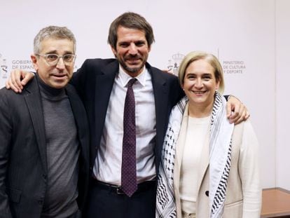 Jordi Martí, Ernest Urtasun y Ada Colau, esta semana en Madrid.