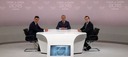Pedro Sánchez y Mariano Rajoy, este lunes, en el debate.