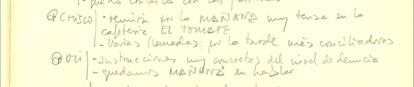 Anotación del 29 de noviembre de 2012 en la agenda de Villarejo sobre la reunión con Paco Martínez, al que llama Chisco, y sobre una conversación con José Luis Olivera, jefe del CITCO.