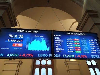 La bolsa española ha perdido el 0,41 % y el nivel de 8.800 puntos este martes.