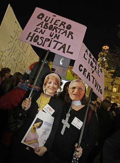 Concentración en defensa del derecho al aborto el pasado miércoles en Madrid.