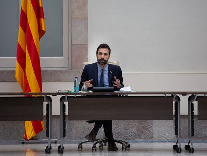 El presidente del Parlament de Cataluña, Roger Torrent, durante una reunión celebrada el 4 de diciembre.