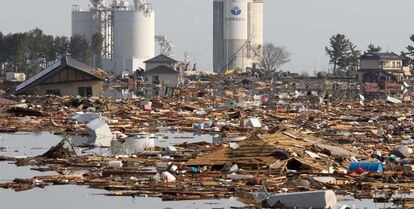 Casas destruidas despu&eacute;s del terremoto de 2011 en Fukushima.