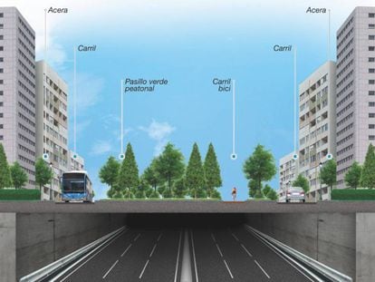 Proyección de la Autovía de Extremadura en la A-5 según la obra que plantea el PP.