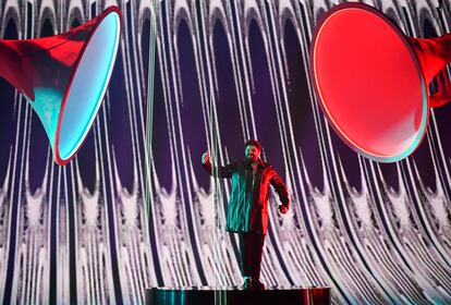 El participant británico, James Newman, este viernes durante los ensayos finales de la final de Eurovisión.