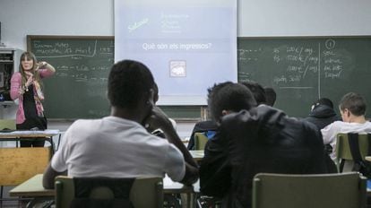 Alumnos en un instituto catalán. 