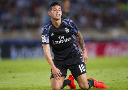 James Rodríguez en el partido ante la Real Sociedad.