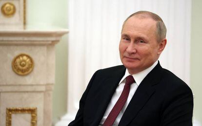 El presidente de Rusia, Vladimir Putin, en una reunión en Moscú el 16 de marzo