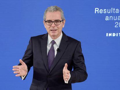 Pablo Isla, presidente ejecutivo de Inditex, en la presentación de los resultados de 2020