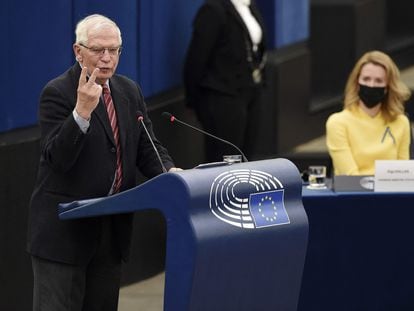 Josep Borrell, en el Parlamento Europeo, el 9 de marzo.