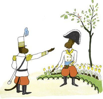 La imagen del mono saludando que ha estado eliminada en Babar hasta ahora.