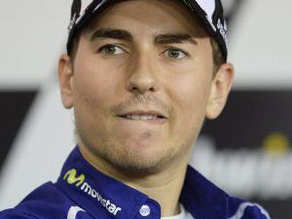 Jorge Lorenzo participa en una rueda de prensa antes del Gran Premio de la República Checa 