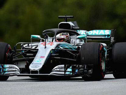 Hamilton, en el circuito de Spielberg, Austria.