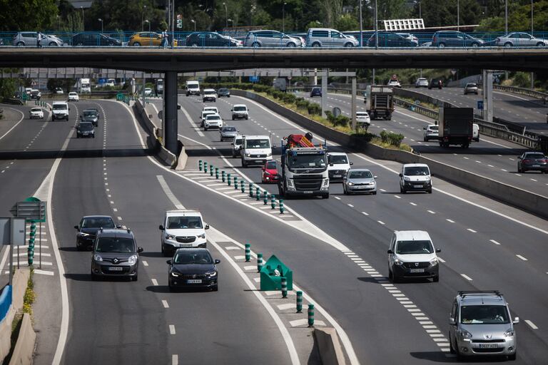Vehículos en la M30 durante el confinamiento por la Covid-19.