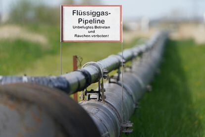 Natural gas pipeline in Schleswig-Holstein, Germany.