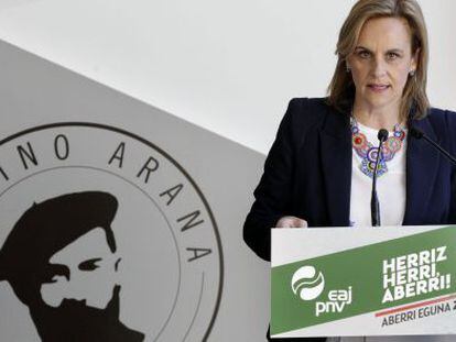 La presidenta del PNV en Bizkaia, Itxaso Atutxa, este jueves en Bilbao.