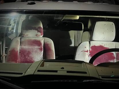 El vehículo en el que se trasladaron los atacantes a un hospital de Tepic, en una imagen de redes sociales.