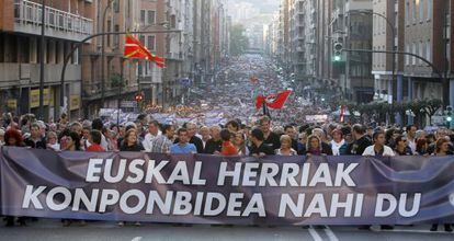 Cabecera de la manifestación en Bilbao.