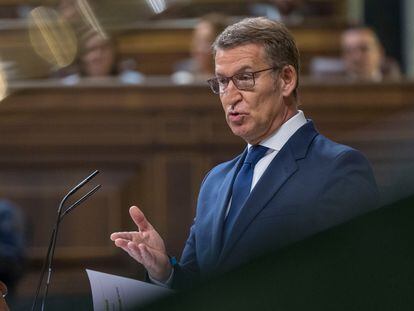 Feijóo, este martes durante su discurso de investidura en el Congreso.