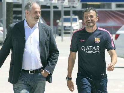 Zubizarreta y Luis Enrique, en la primera rueda de prensa de la temporada.