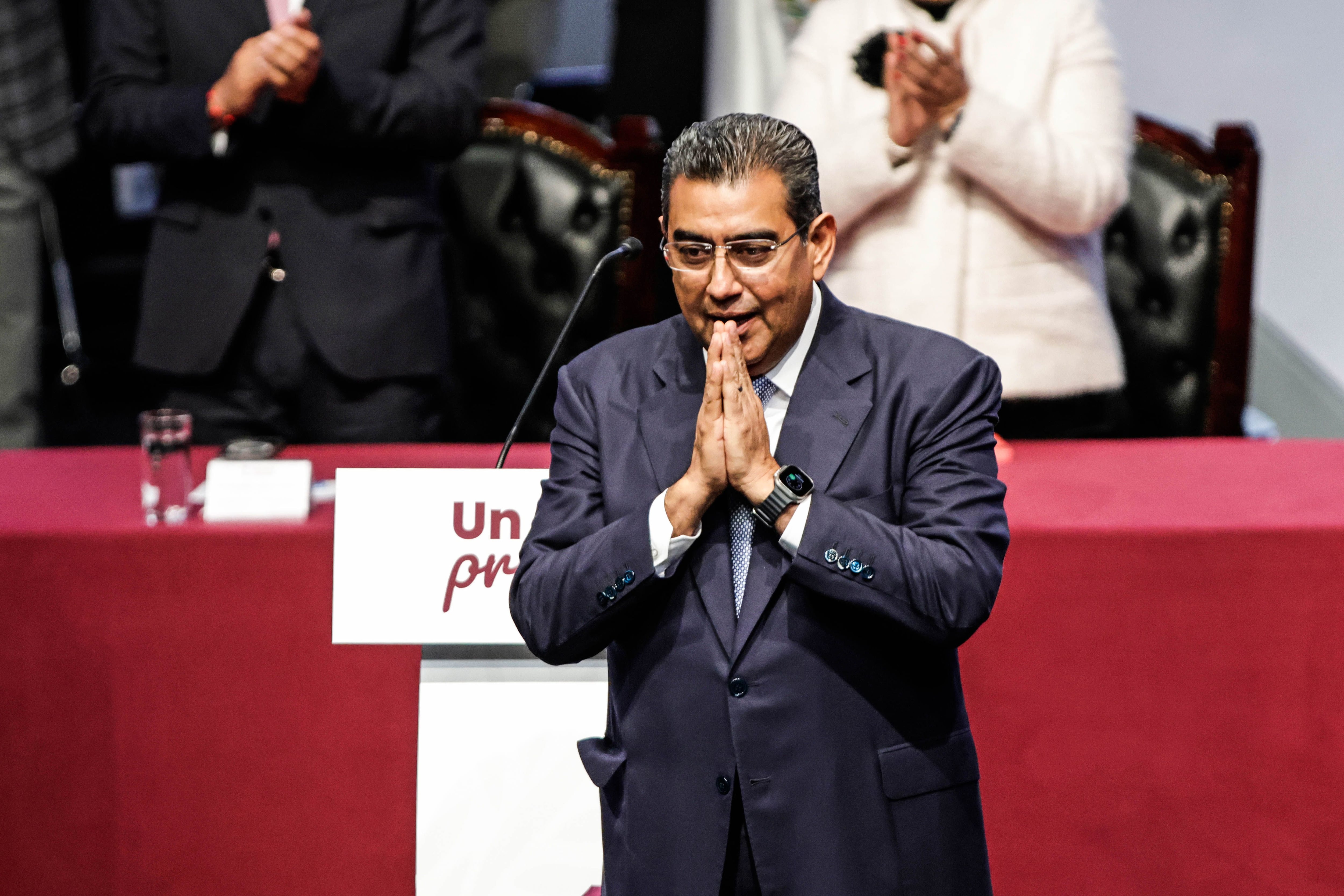 El gobernador del Estado de Puebla, Sergio Salomón, el pasado 14 de diciembre.