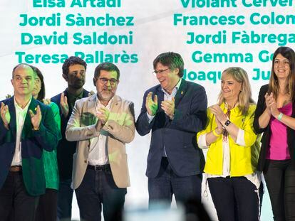 Una imagen de la cúpula de Junts el pasado sábado en el congreso del partido celebrado en Argelès-sur-Mer. / Glòria Sánchez (Europa Press)
04/06/2022