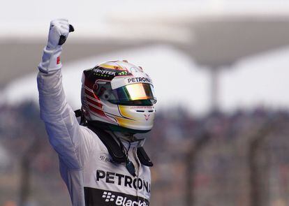 Hamilton, tras ganar en China. 