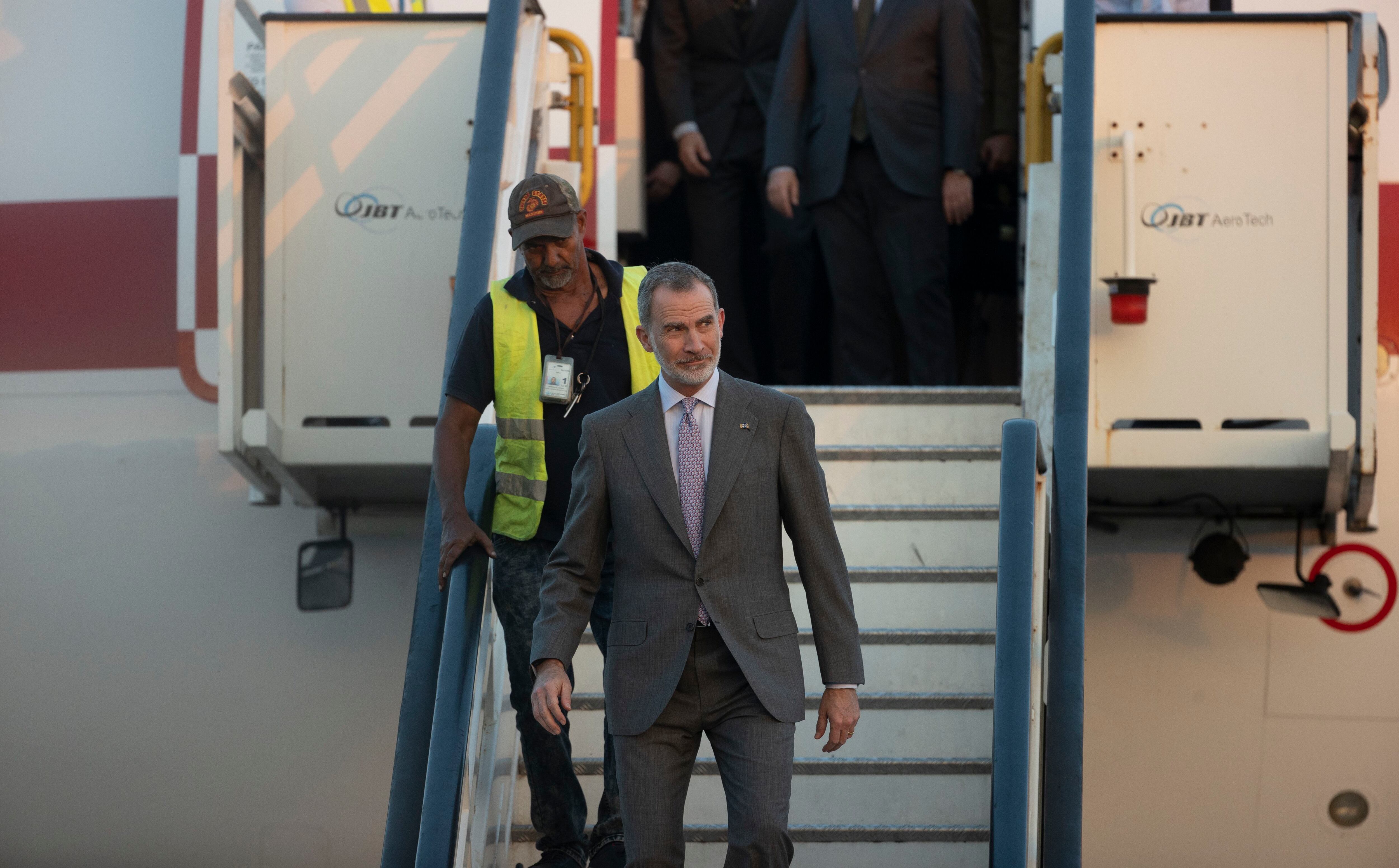 Felipe VI, el Rey de España, a su llegada al aeropuerto internacional de Las Américas, el 23 de marzo en Santo Domingo (República Dominicana).