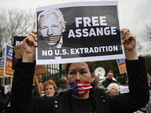 Protesta en apoyo a Julian Assange el pasado 28 de febrero Londres.