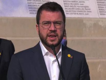 El vicepresidente de la Generalitat en funciones y candidato de ERC a la Presidencia, Pere Aragonès, en un acto de campaña.