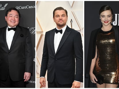 Desde la izquierda: Jho Low, Leo DiCaprio, Miranda Kerr y Robert De Niro.