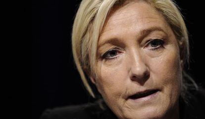  Marine Le Pen, en una rueda de prensa este lunes en Metz. 