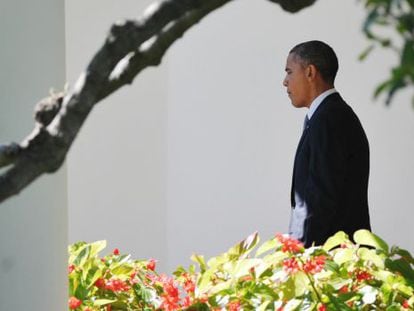 El presidente Obama, en los jardines de la Casa Blanca este mi&eacute;rcoles.