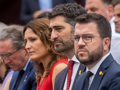 El 'president', Pere Aragonès, en un acto institucional del 11-S del año pasado, cuando se ausentó de la manifestación.