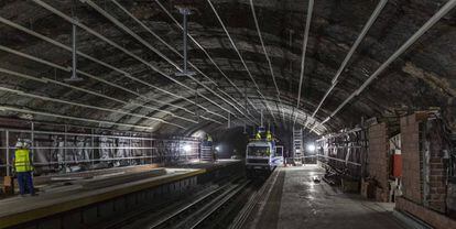 Obras de acondicionamiento de la línea 5 de metro.