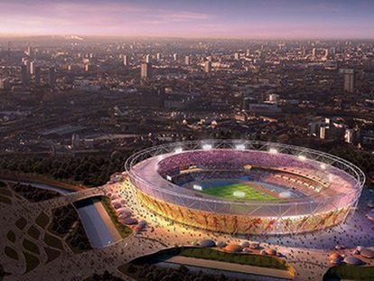 Imagen virtual del futuro Estadio Olímpico de Londres.