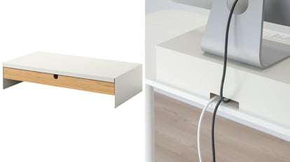 ELLOVEN base para monitor con cajón, blanco - IKEA