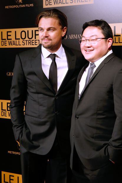 Leonardo DiCaprio with Jho Low at the 'Wolf of Wall Street' premiere in Paris on December 9, 2013.