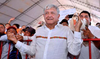 López Obrador, en un mitin en Candelaria (Campeche).