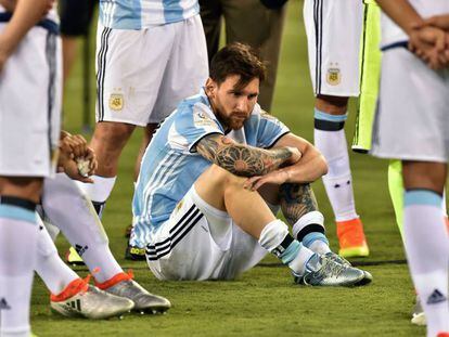 Leo Messi, despu&eacute;s de perder la final de la pasada Copa Am&eacute;rica contra Chile.