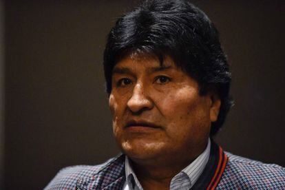 El expresidente de Bolivia Evo Morales en una rueda de prensa en Ciudad de México. 