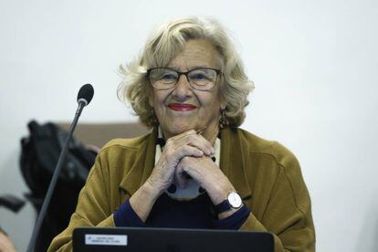 Manuela Carmena, la semana pasada, durante la Comisión de Cultura y Deportes del Ayuntamiento de Madrid.