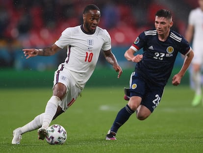 Sterling durante el partido entre Inglaterra y Escocia, el pasado viernes.